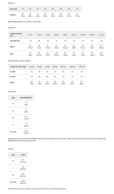 burberry apparel size chart.